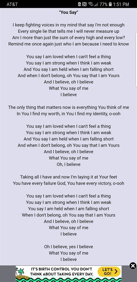 lyrics you say lauren daigle